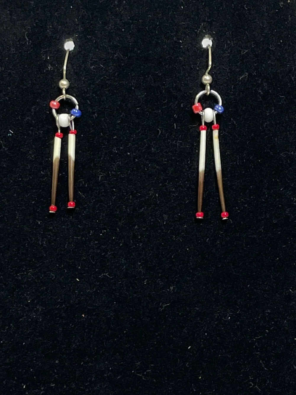 Porcupine Quill Earrings, Beautiful, patriotic, Elegant, Boho